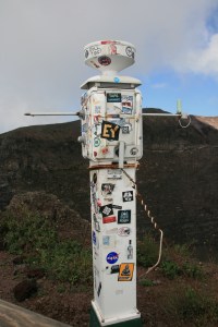 The Measuring Equipment Covered in Stickers at the Top of Vesuvius.