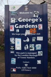 Stickers are a ubiquitous part of the urban environment, like this sign in Cable Street.