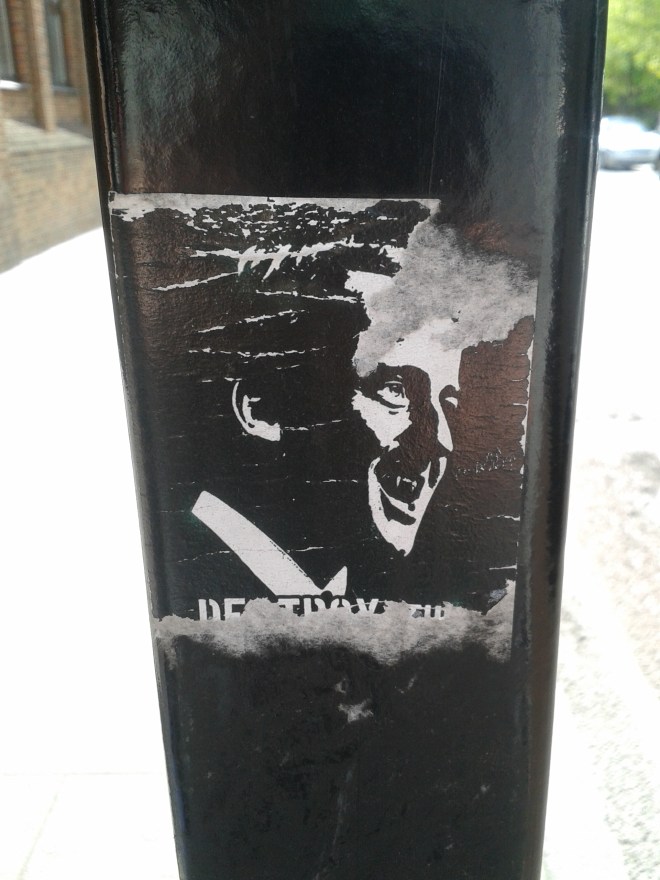 The writing on this sticker has been removed, but the image of David Cameron with vampiric teeth gets the message across I think! (Borough High Street, 28/04/15).