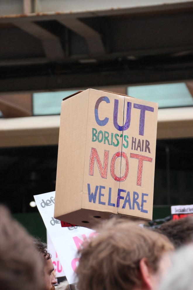 Another witty homemade placard that I quite like.