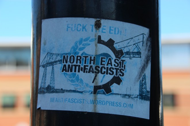 The second common theme in Newcastle protest stickers is anti-fascism. Anti-fascist groups seem to produce a lot of protest stickers, and the North-East anti-fascists are no exception. 