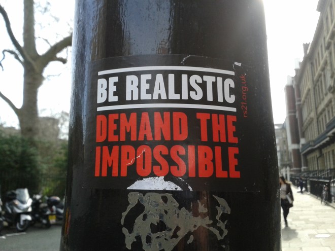 Activists are often told that their demands are impossible, that they will never achieve the change they want to see. It takes a lot of determination to keep going in the face of all that negativity (Photo: Hannah Awcock. 12/03/15, Gordon Square, Bloomsbury).